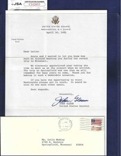 John Glenn USA NASA Astronaut Senator Autographed 8x10 Letter JSA COA