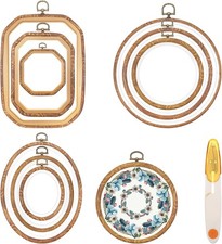 Oqqlin 9 Pcs Embroidery Hoop Frame, 4 Shapes Large Imitated Wood Cross Stitch Ho