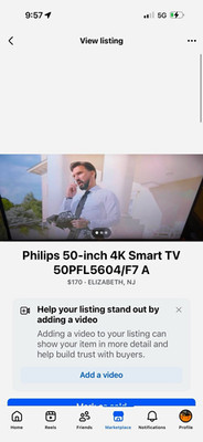 Philips 50in 4K 2160p LED Smart TV Black Model 50PFL5604/F7 A MPN