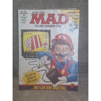 #ad Australian MAD No. 322 Sept 1993 Mario Video Game Cover Mario Neumantendo $18.00