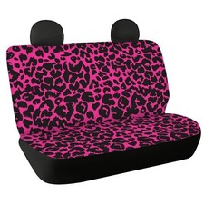 Pink Leopard Print Auto Rear Bench Seat Protector Car Back Seat Covers Set Of 2