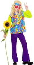 Girls Hippie Fancy Dress Costume 1960?s Flower Power Age 11 12 13