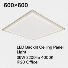 LED Ceiling Panel Light 600x600 Backlit 36W 3200lm 4000K Neutral White with Driv