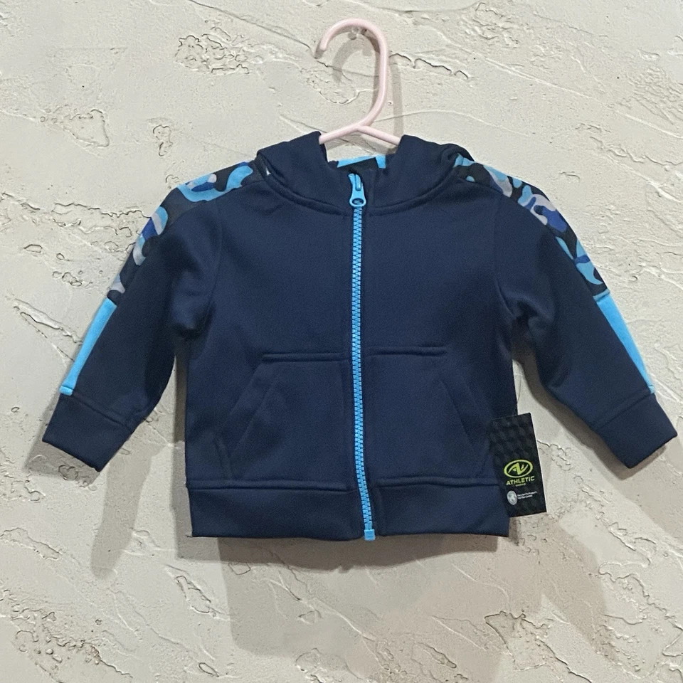 Chaqueta Athletic Works Azul Marino y Verde Azulado Infantil Cremallera Completa Talla 3-6 meses Nueva con Etiquetas Foto 2 de 4