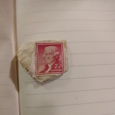 1954 Thomas Jefferson 2 Cent Rare Red Postage Stamp, Unused