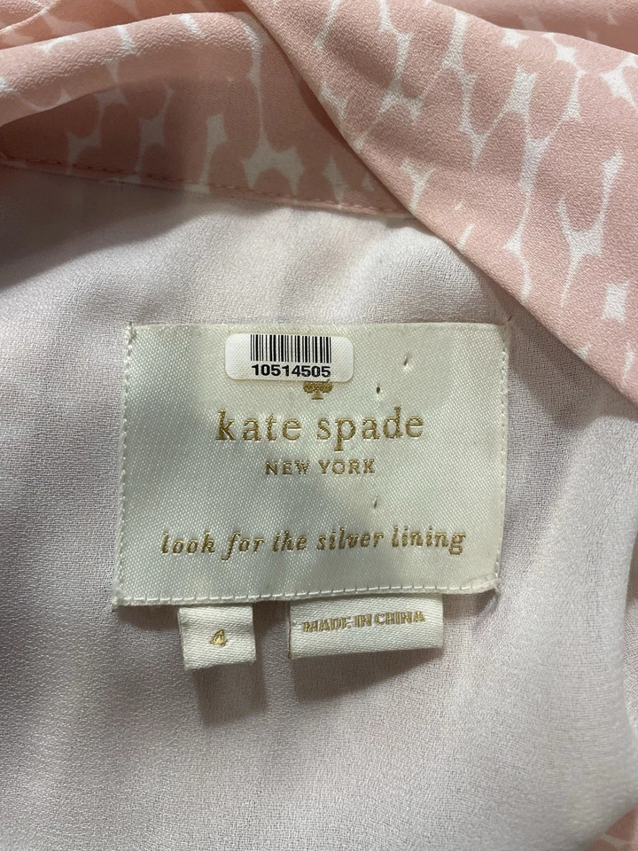 Vestido Kate Spade Rosa Estampado Leopardo con Corbata Coño-Lazo - Talla 4 Foto 4 de 4