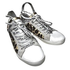 Zadig  Voltaire Paris Size 39 /9 Leo Wild Sneakers Gold Accents Graphic Laces
