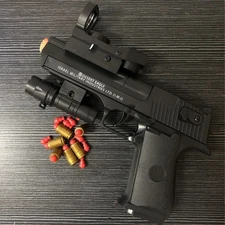 Black Desert Eagle Soft Bullet Toy Gun – Mechanical Pistol, Continuous Fire,