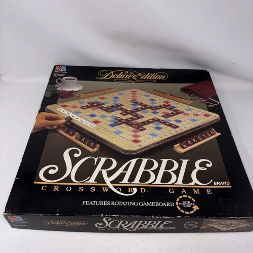 Vintage Scrabble Deluxe Edition Crossword Game Milton Bradley 1989 Complete
