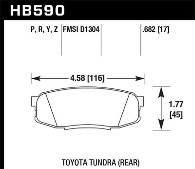Hawk Performance HB590Y 682 LTS Disc Brake Pad 0 682 Thickness