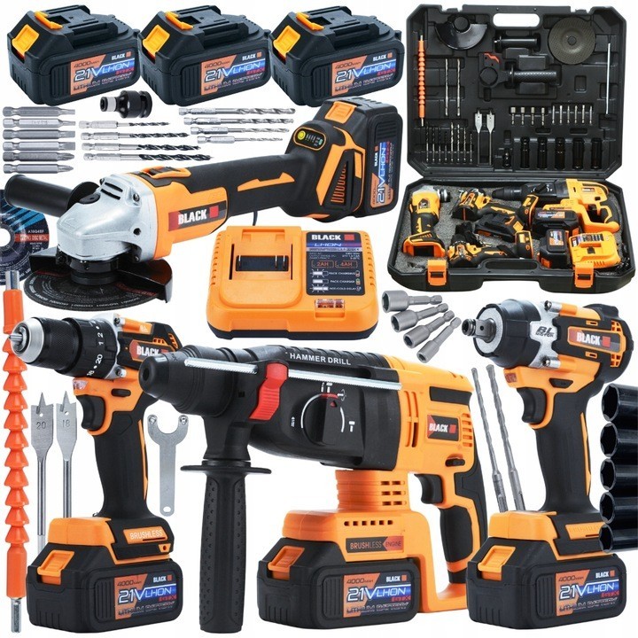 Kit outils sans fil 21V 4 en 1 avec 3 batteries 4Ah et valise de transport