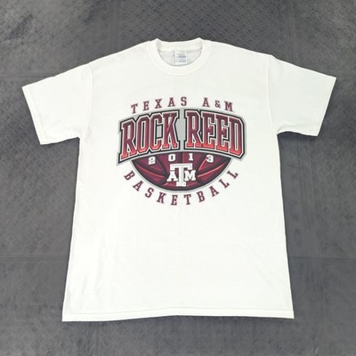 Texas A&M Aggies Basketball Shirt Rock Reed White Short Sleeve Men Medium