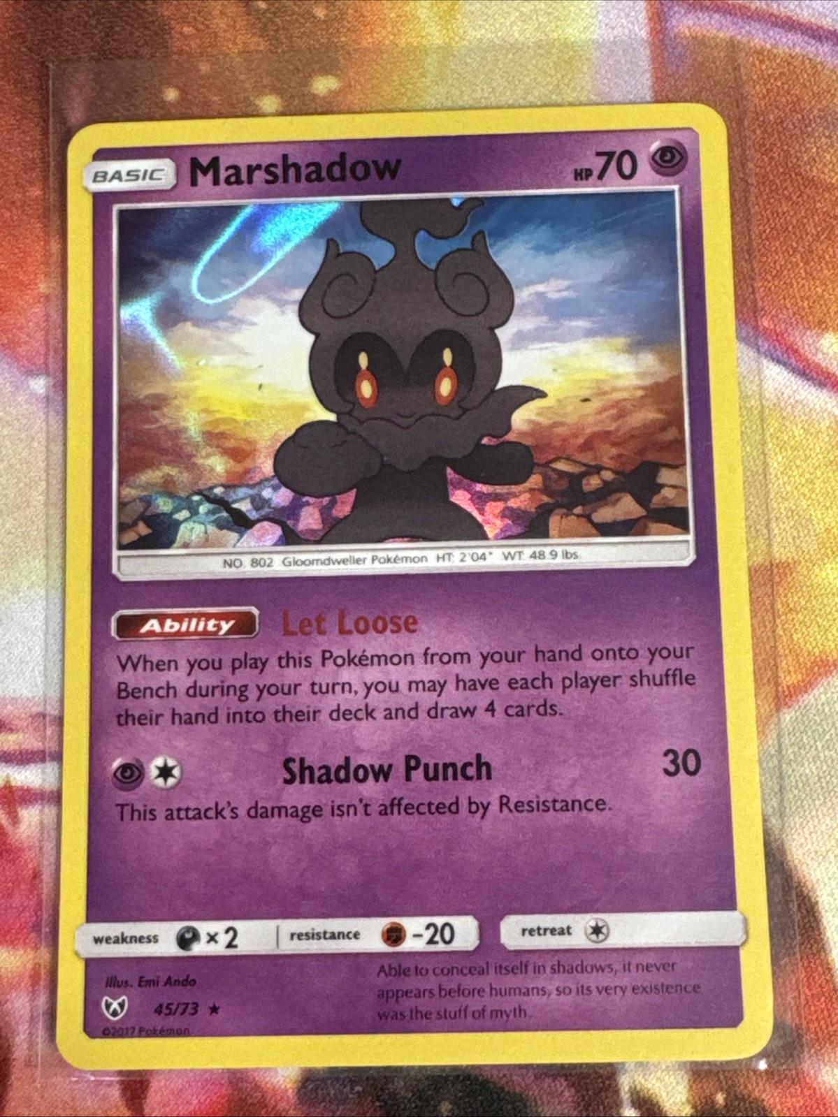 Marshadow 45/73 Holo Rare Shining Legends Pokemon NM