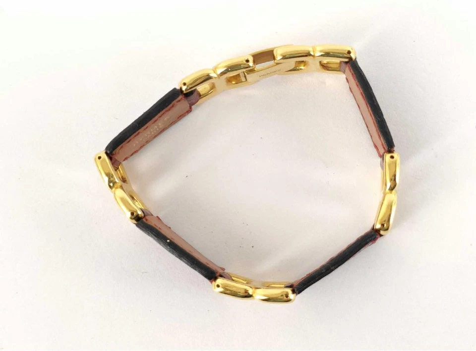 Pulsera Hermes de cuero rojo con cadena dorada usada Foto 2 de 4