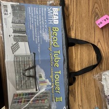 Beadsmith Bead Tube Tower II Portable Plastic Bead Storage, Clear/Black