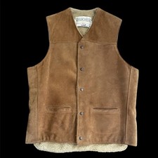 Vtg Schott NYC Rancher Vest Suede Sherpa Snap...