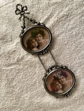 Antique Silver/Brass Metal Wall Hanging Photo Frames Each 3.5 “ X 3” Length 12”