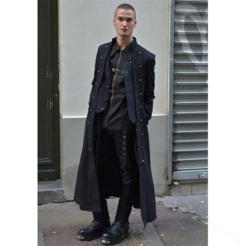 Men S Steampunk Military Trench Coat Long Jacket Black Gothic Style Cosplay Slim Men S Steampunk Military Trench Coat, Gothic Style Trench Coat