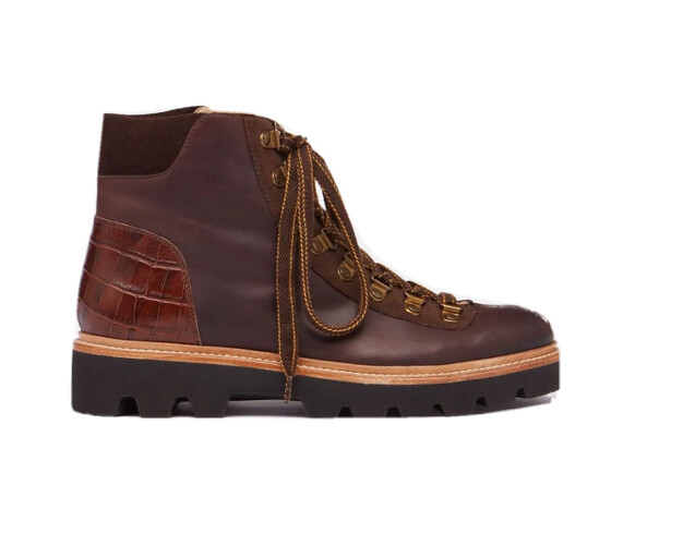 Joules Womens Montrose Lace Up Hiker Boots Chestnut Adult