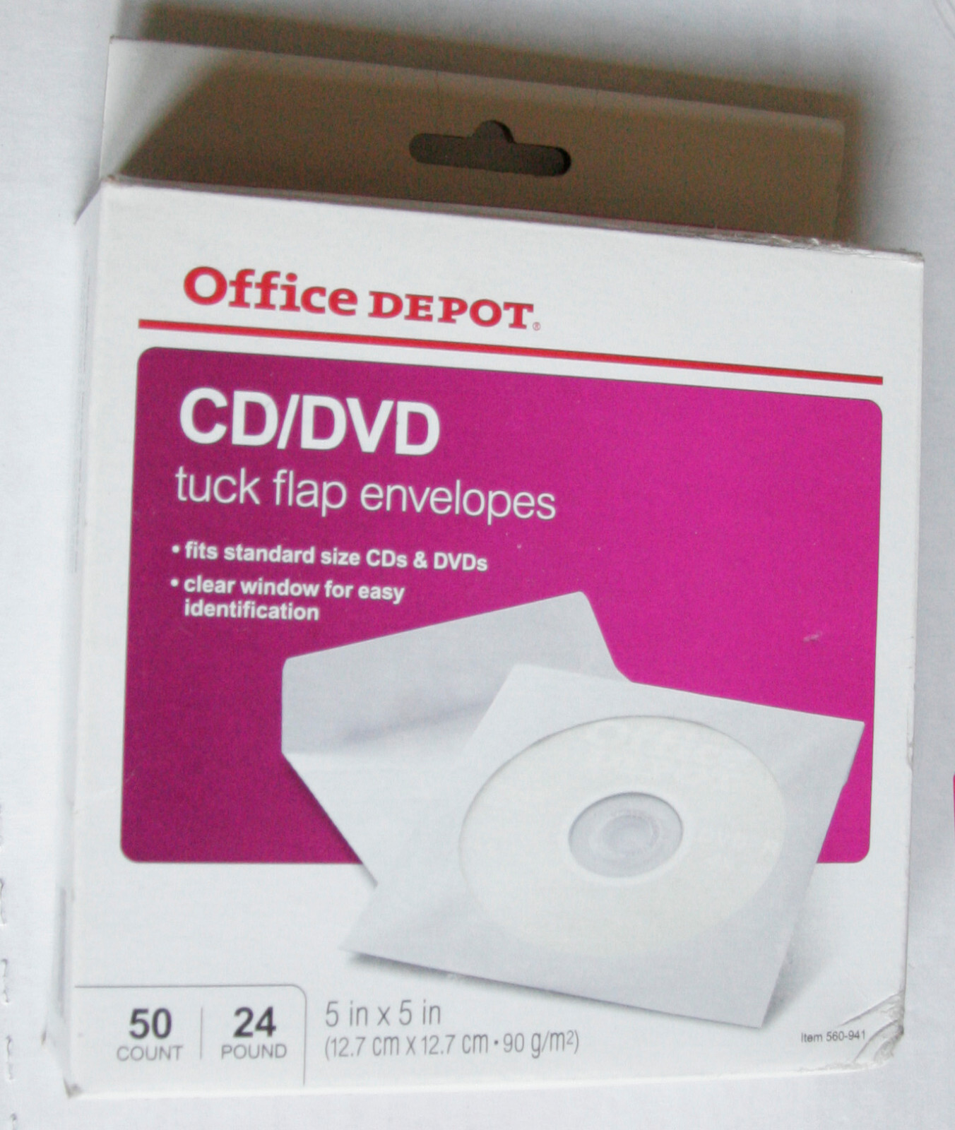 Office Window Flaps 50 New Office Depot CD/DVD White Tuck Flap Clear Window Paper Sleeve ...