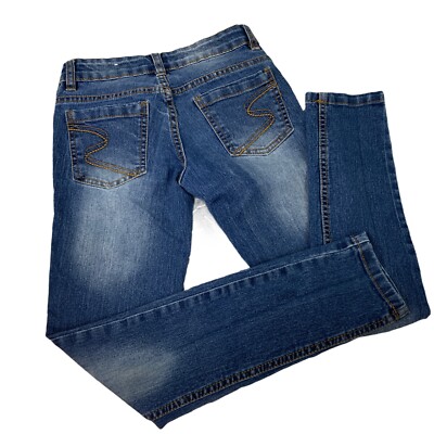 Y.F.K. Blue Jean Medium Wash  5th Pocket Elastic Adjustable Waist Hook Closer M
