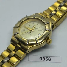 PROJECT TO FIX CARRERA LADIES GOLD PLATED QUARTZ DATE WATCH EU SHIP WATCH 9356