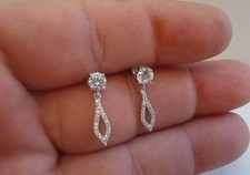 925 STERLING SILVER LADIES DANGLING STUD EARRINGS1.50 CT LAB SIMULATED DIAMONDS