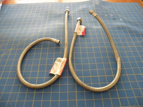 2 NWT FLUIDMASTER NO BURST 30" FAUCET CONNECTORS 3/8" FEMALE CON 1/2" FEM PIPE - Picture 2 of 4