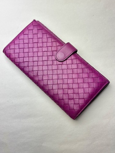 BOTTEGA VENETA Logo Intrecciato Bifold Long Wallet Leather Purple Italy - Picture 12 of 17