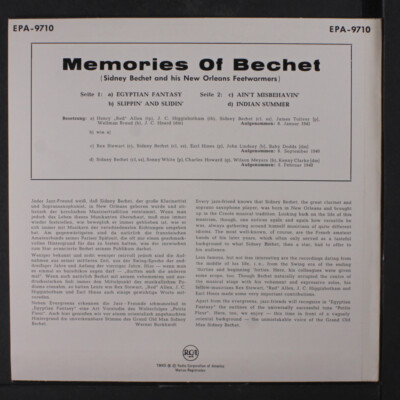 SIDNEY BECHET: memories of bechet RCA 7