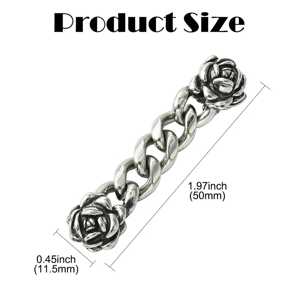 2x 5cm Acero Inoxidable Pulsera Cadena Extensor Plata Rosa Flor Cuentas Extremo Eslabón Foto 2 de 4