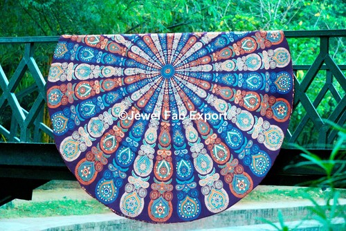 Yoga Mat Towel Indian Roundie Bohemian Mandala Round Beach Tapestry Hippie Throw - Picture 2 of 2
