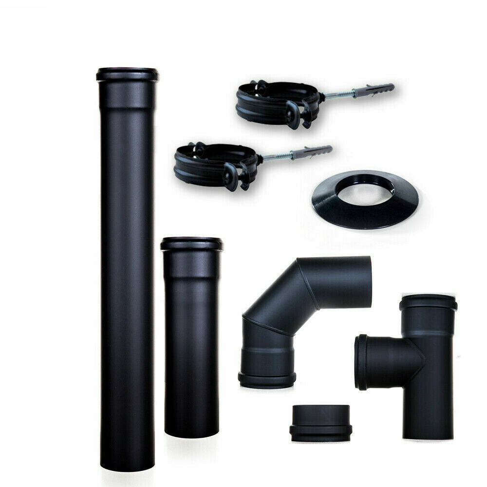 Kit tubi fumisteria scarico fumi per canna fumaria stufa a pellet da 80 mm