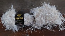 Lion Brand Fun Fur Yarn Ivory 2 Skeins 1.75oz 64 Yard Bulky 5 Crochet Knit