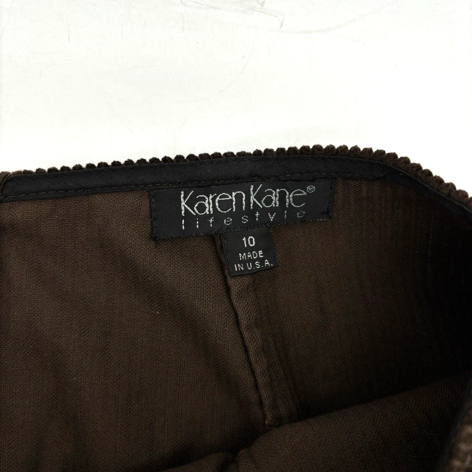 Винтажная коричневая вельветовая юбка-карандаш на молнии 80-е 90-е Karen Kane Lifestyle 10 29x19,5 дюйма - Изображение 3 из 4