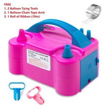 Portable Electric Balloon Pump 2 Nozzle Air Blower Inflator Party w Ribbon FREE