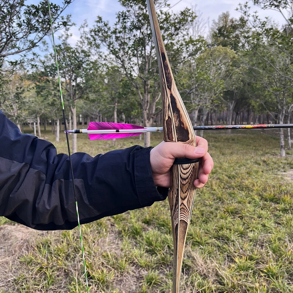 Archery Longbow Kit 60” 62" 64" Takedown Wooden 20-50lbs Traditional Bow Hunting - Image 2 of 4