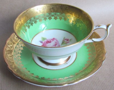 VINTAGE PARAGON PORZELLAN A4023 TASSE & UNTERTASSE MIT FUSS - KOHLROSE (10160)