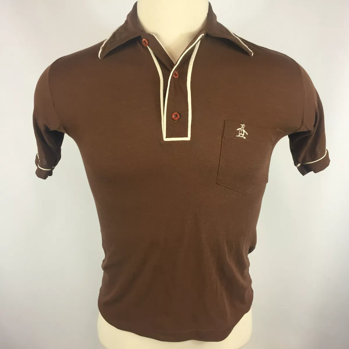 Vtg 70s Grand Slam Munsingwear Penguin Atomic Retro Polo Golf T Shirt Distressed
