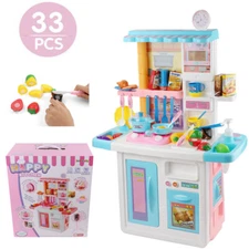 Kid Large Kitchen Food Cooking Toy Playset With Sound & Light For Christmas Gift