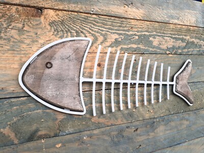 Lisca Di Pesce In Legno E Metallo Da Parete Decoro Nautico Artigianato Marino