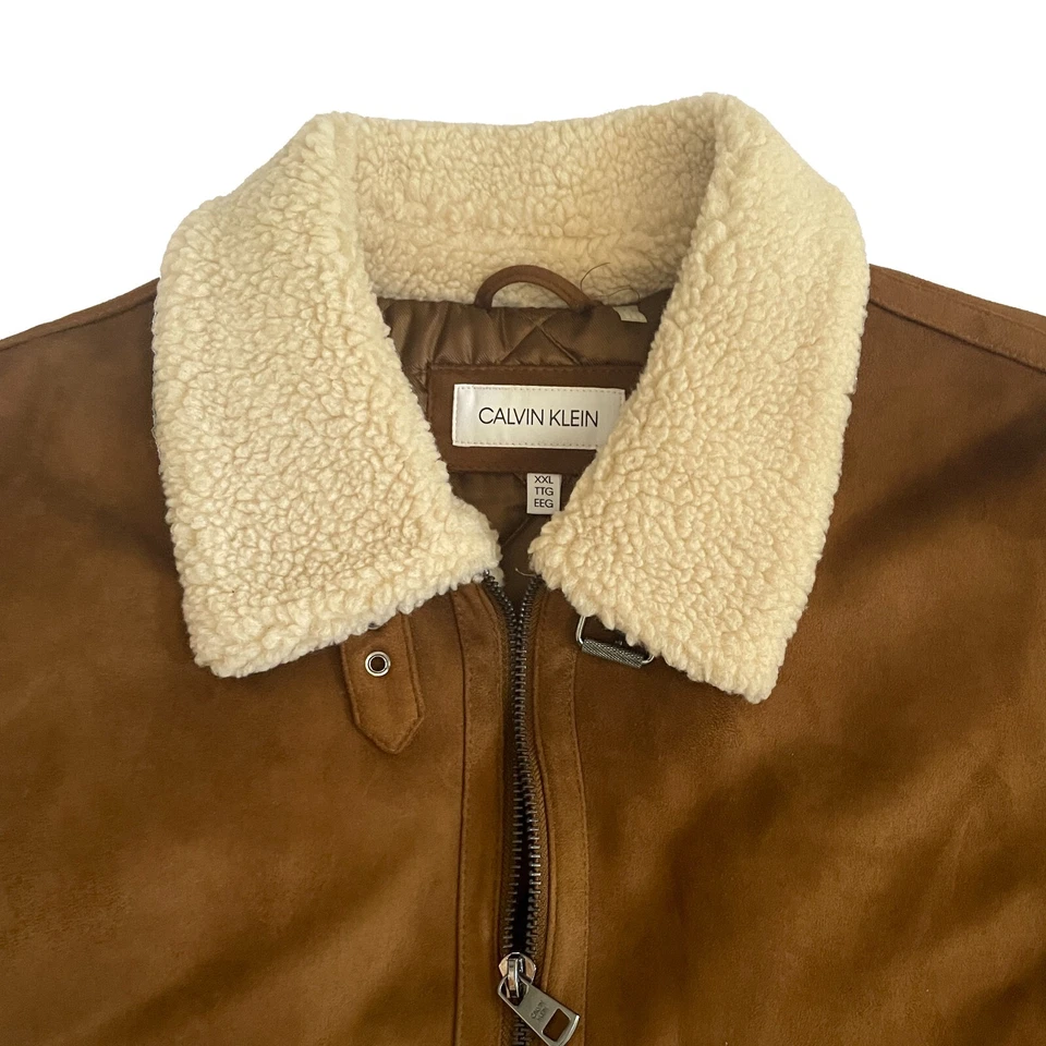 Calvin Klein Men's Classic Faux Shearling B-3 Bomber Jacket XXL Large Fall Coat - Image 2 of 4
