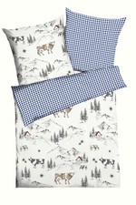 Kaeppel Feinbiber Bettwäsche 100% Baumwolle Allgäu 135x200 / 80x80-blau
