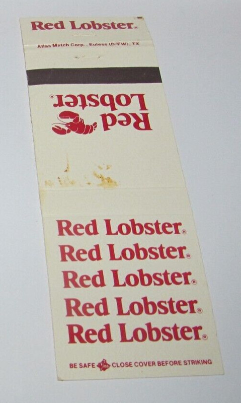 Matches Matchbook Cover Red Lobster Seafood Chain Restaurant