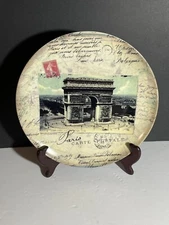 Ceramic Paris/French Theme Vintage Designed Decorative Plate Post Cards