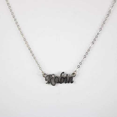 ROBIN Name NEW Silvertone Rhinestone 14.5" w 4.5" Multi Ring Ext Necklace image 10