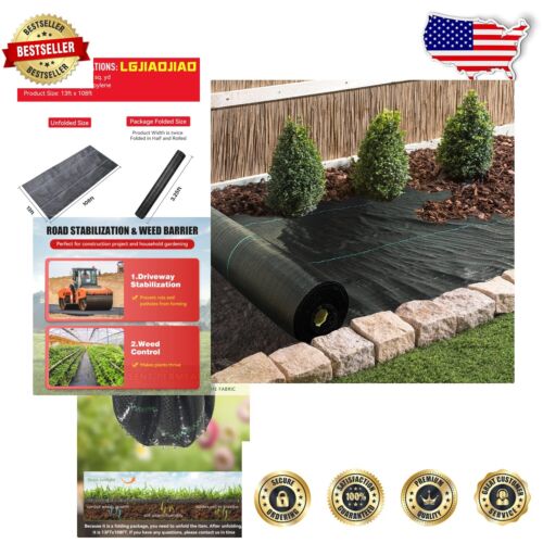 13ft x 108ft Heavy-Duty Weed Barrier Landscape Fabric for Driveway Stabilization