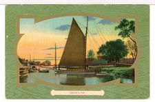 "Off for a Sail" Lateen Rigged Sailbaot 1907 - 1915 Boats Postcard