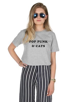 Pop Punk & Katzen T-Shirt Top Mode Tumblr Blogger süß Grunge Spruch und Rock