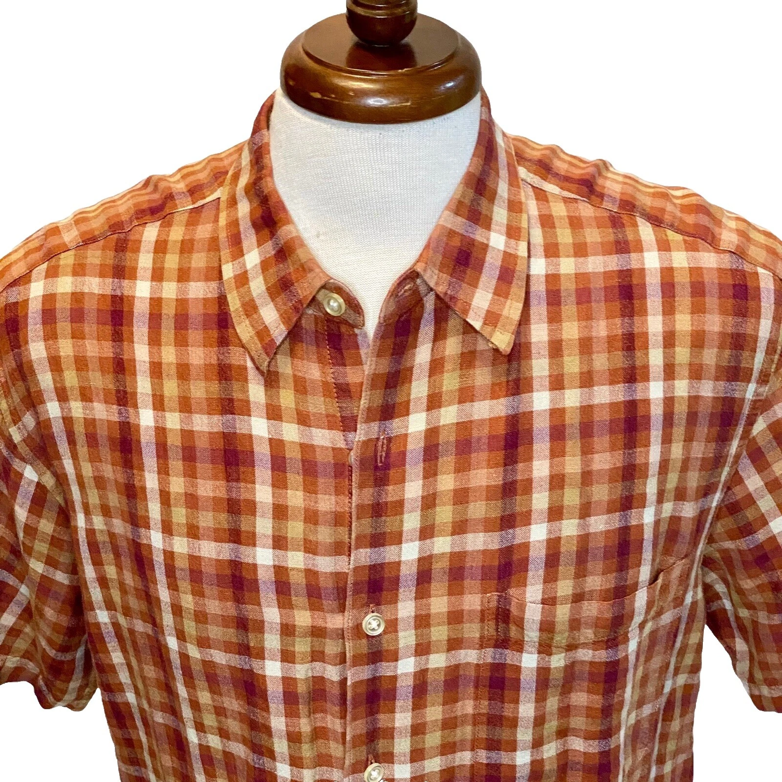 Manga corta Lino Van Heusen Informal Con Botones camisas para hombres